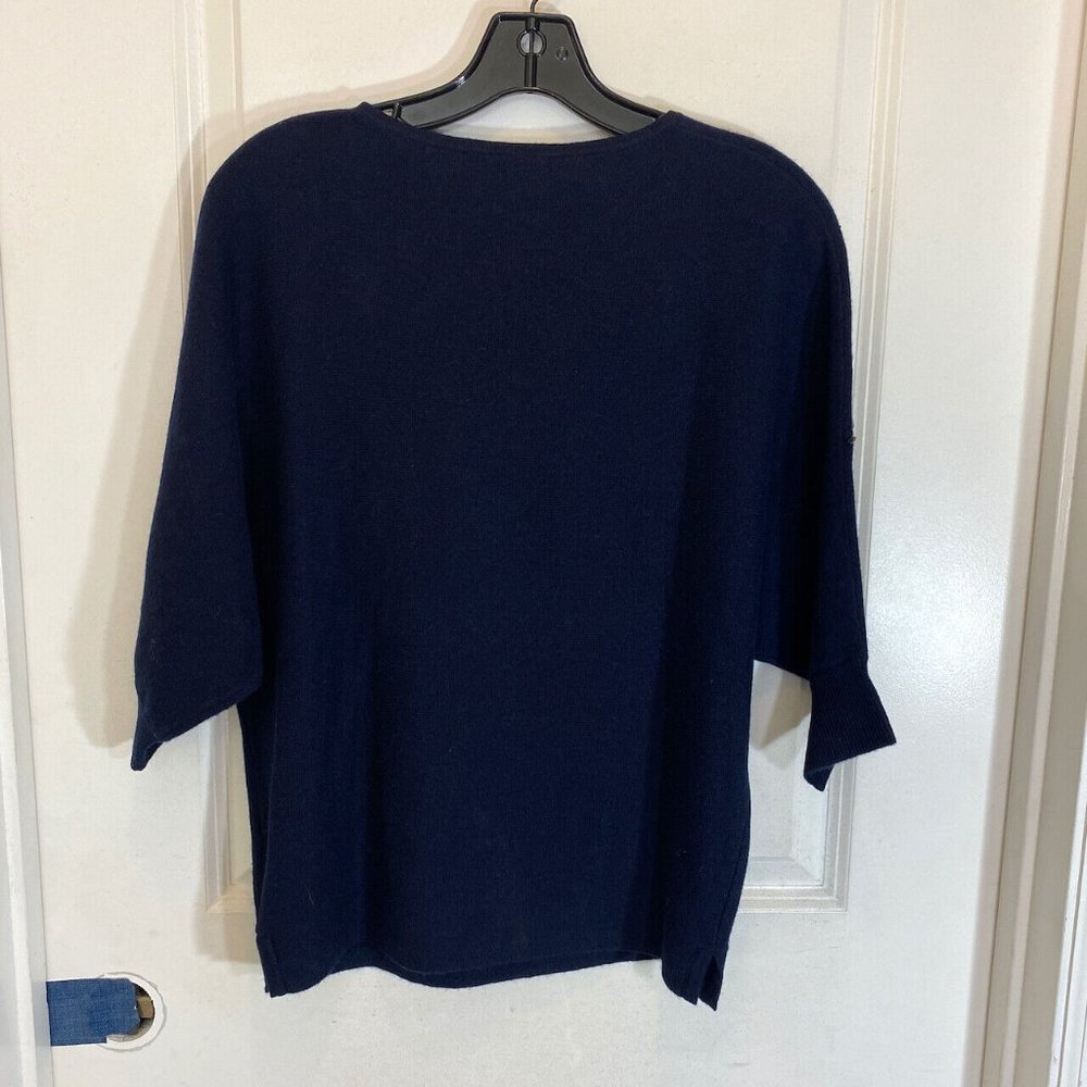 Neiman Marcus Cashmere Embellished Navy Blue Sweater - Picture 7 of 8